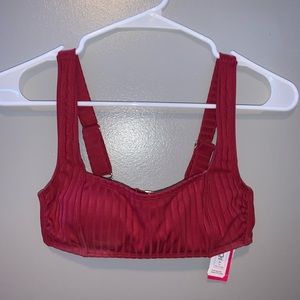 Super cute red ribbed bikini top